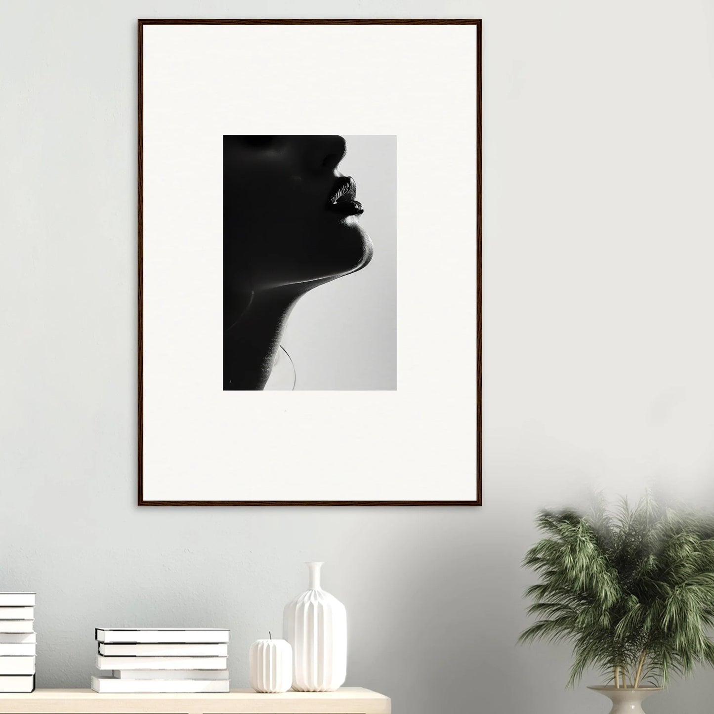 Black and white profile silhouette in a brown frame from Ethereal Odyssey Sonata art™