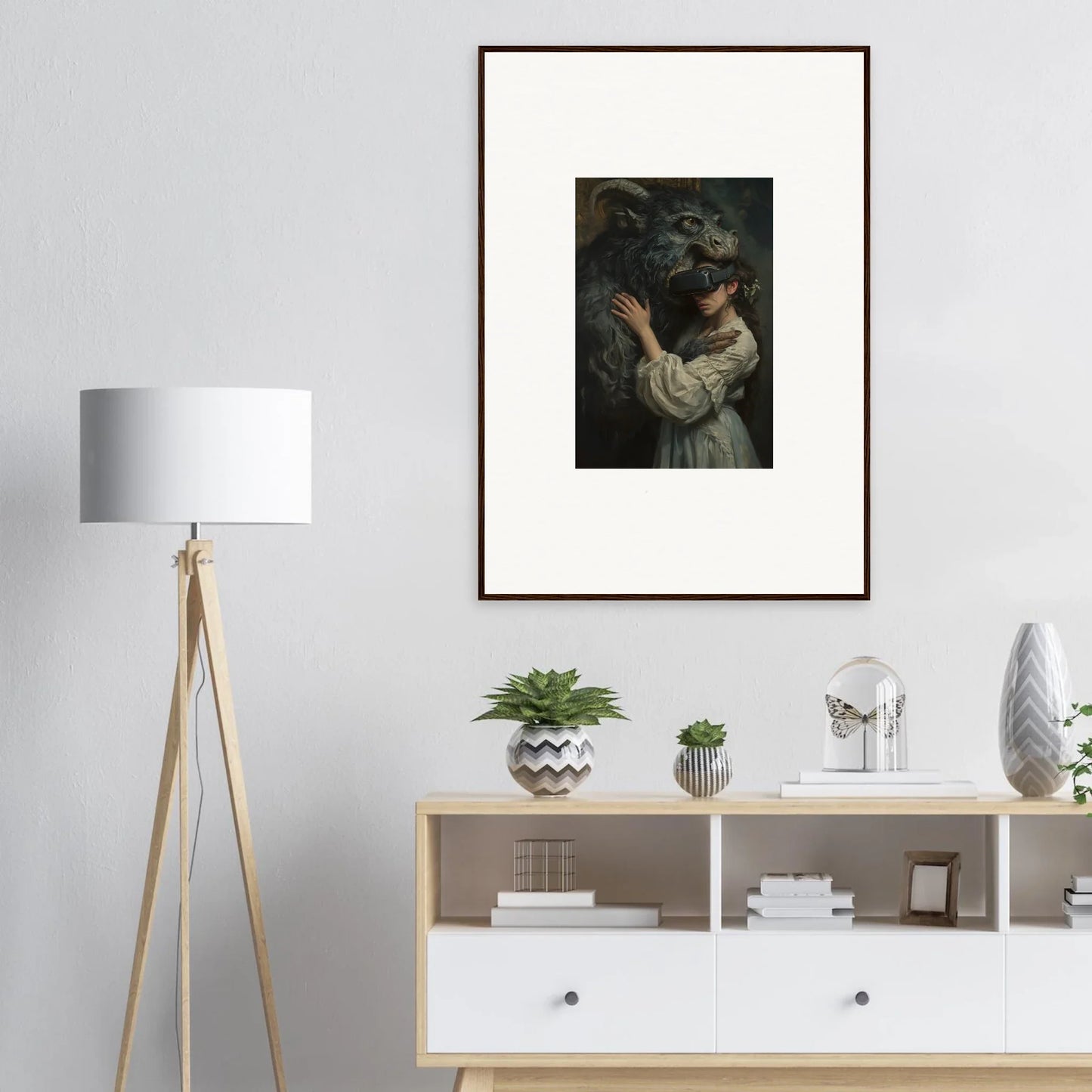 Framed vintage-style portrait of Love, Reality Monster in premium framed wall art