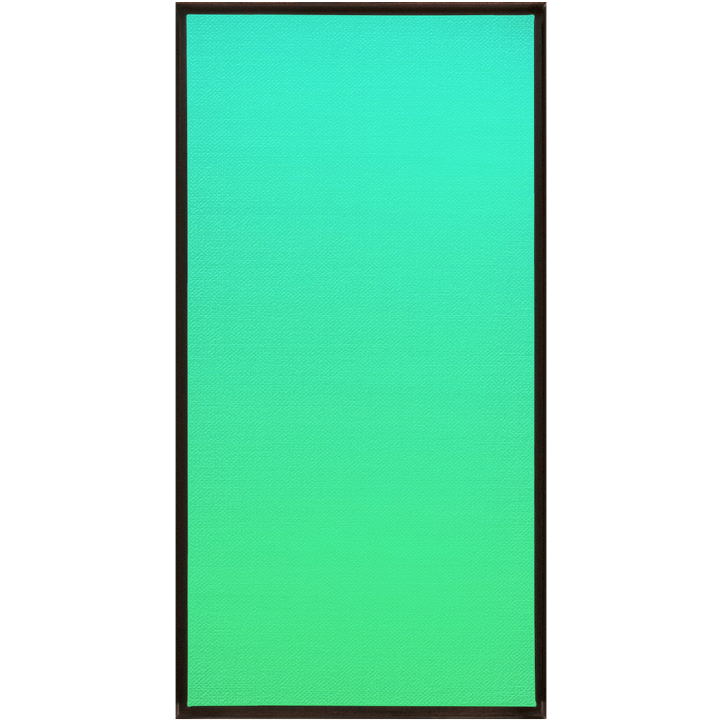 Rectangular frame with a solid turquoise interior.