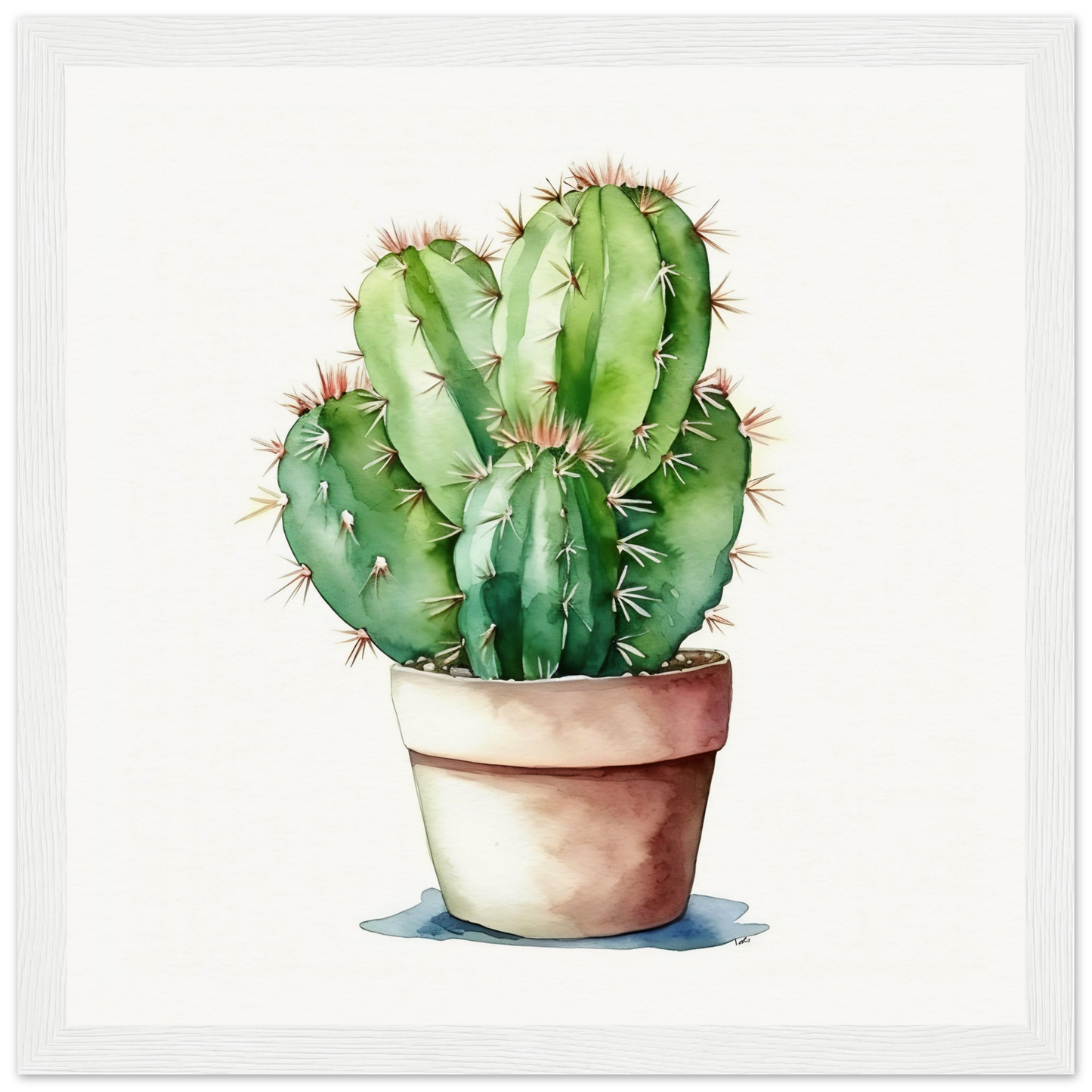 A watercolor painting of a cactus plant
