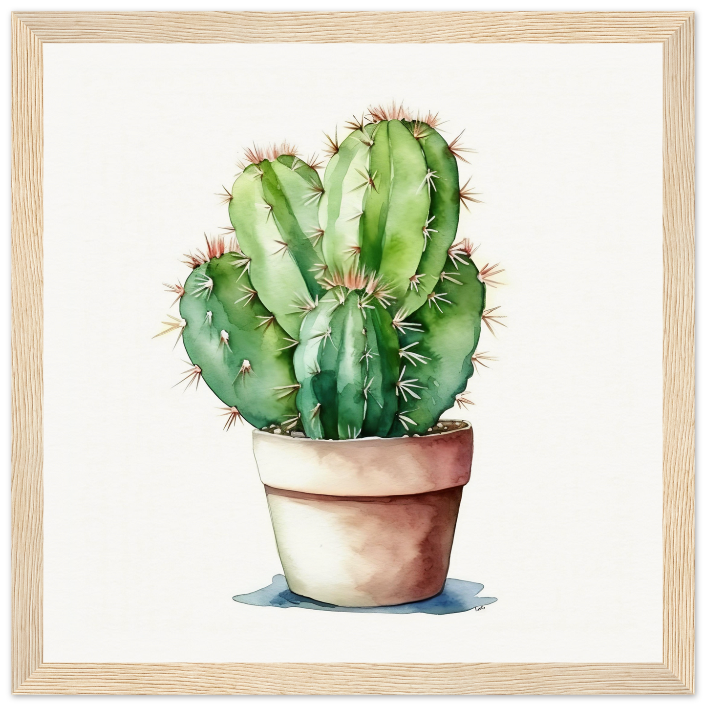 A watercolor painting of a cactus plant