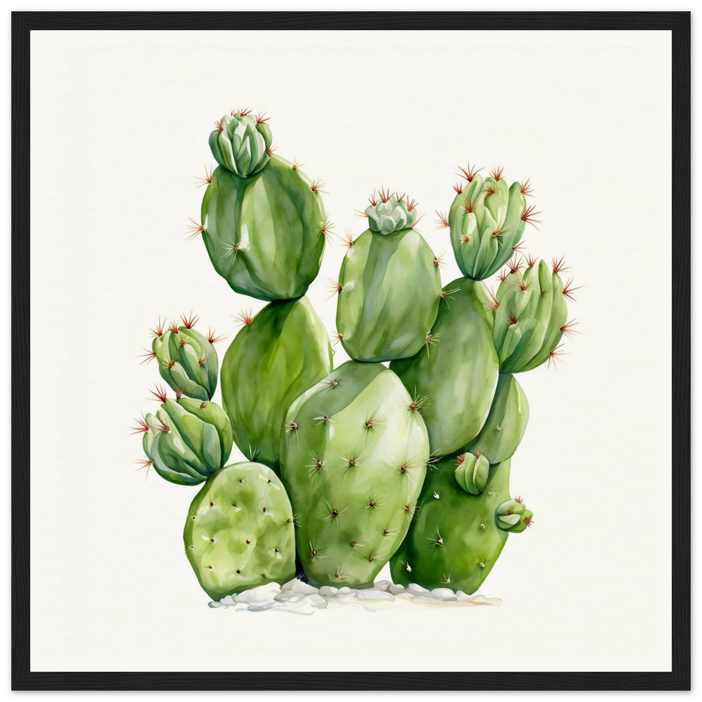 A watercolor painting of a cactus plant