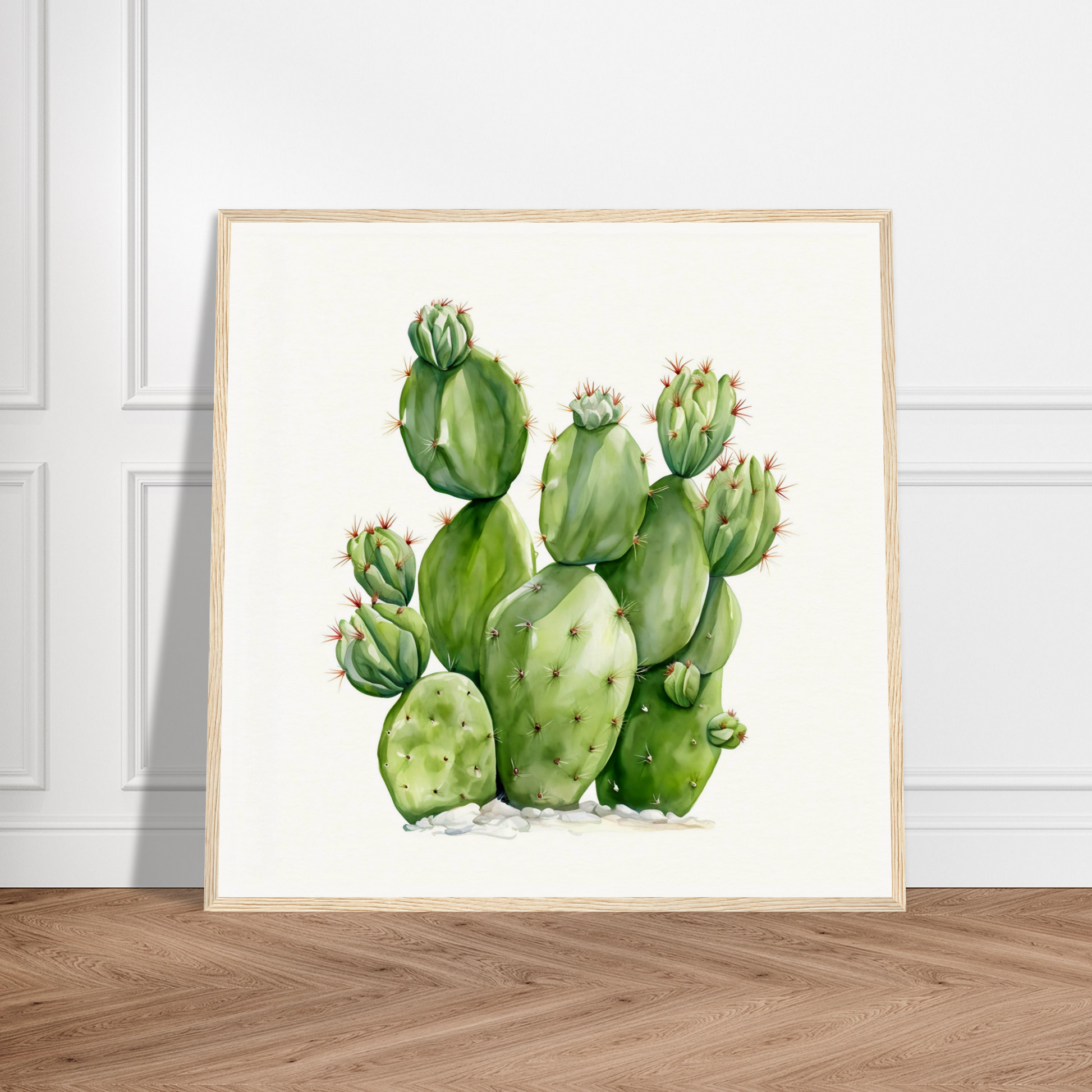 A watercolor painting of a cactus plant