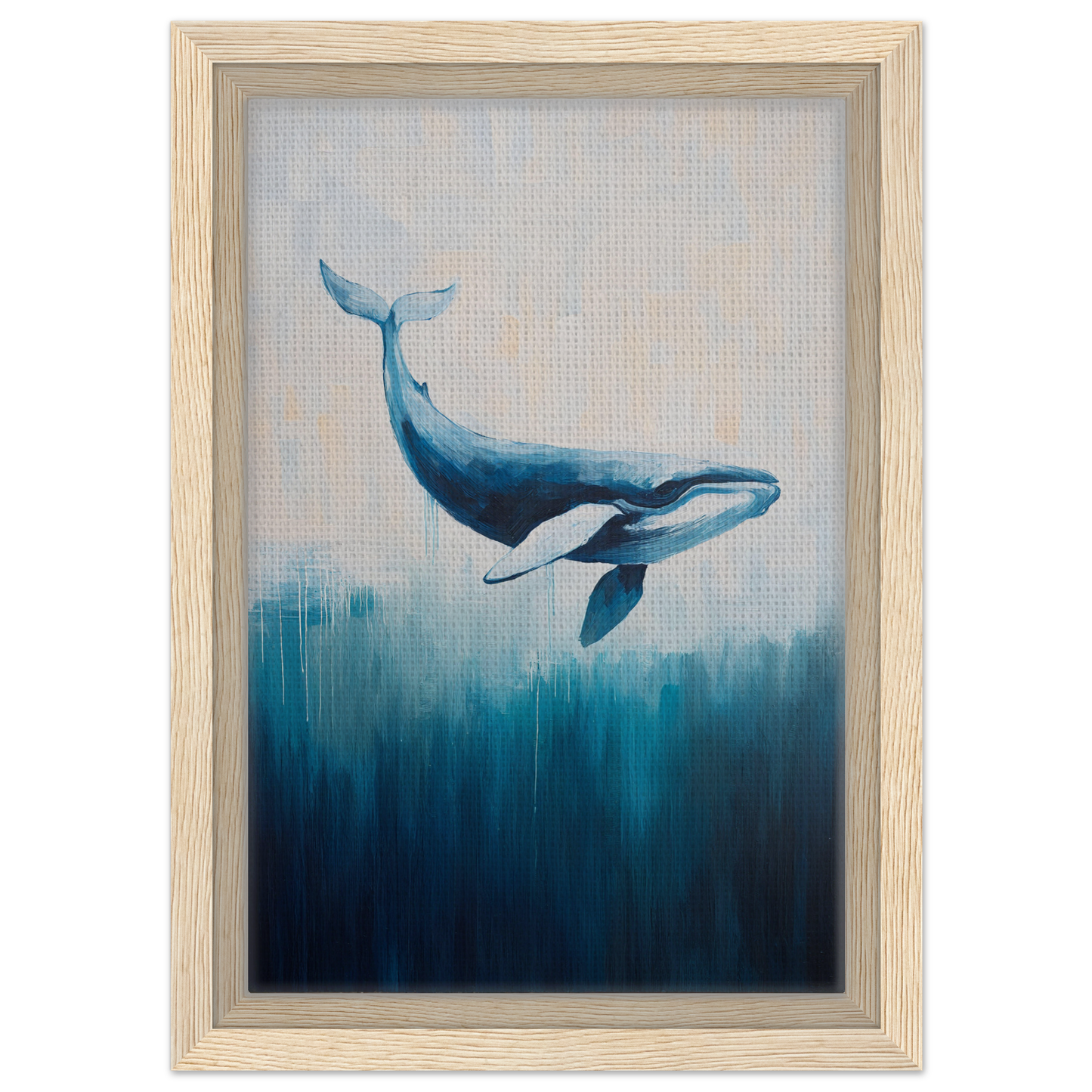 Blue whale swimming gracefully in water for Whale Ecstasy Drift room decor