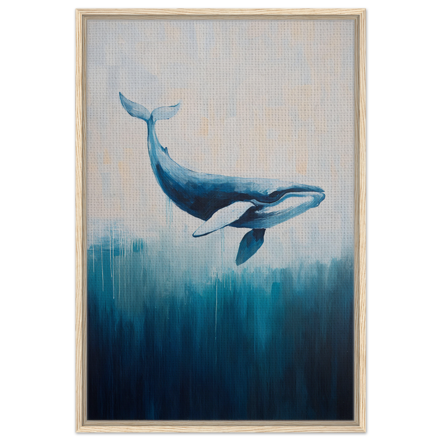 Blue whale swimming gracefully with tail raised, ideal for Whale Ecstasy Drift room decor