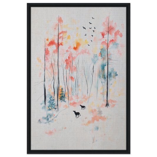 Framed canvas print of Whispering Autumn Reverie with a colorful forest scene