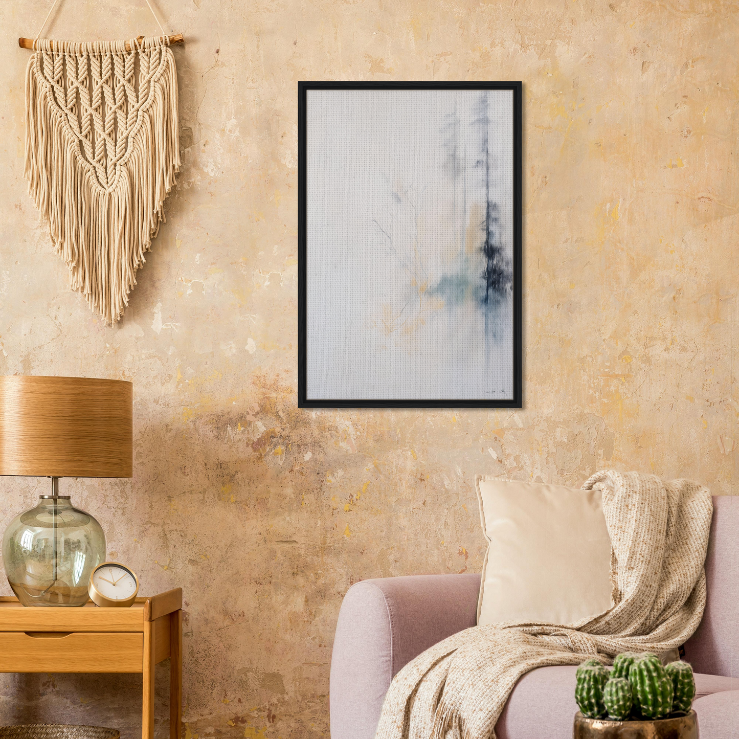 Macramé wall hanging with intricate knotted patterns, perfect for Whispering Branch Nebula room decor