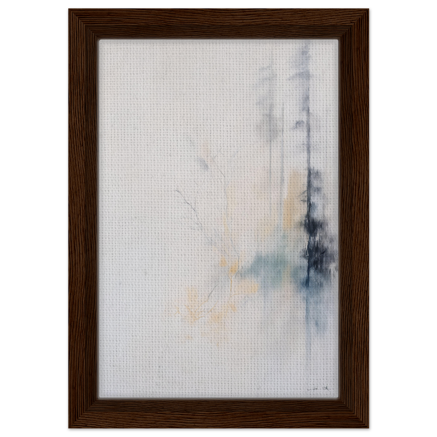 Framed canvas wall art Whispering Branch Nebula in gray, white, and pale yellow tones