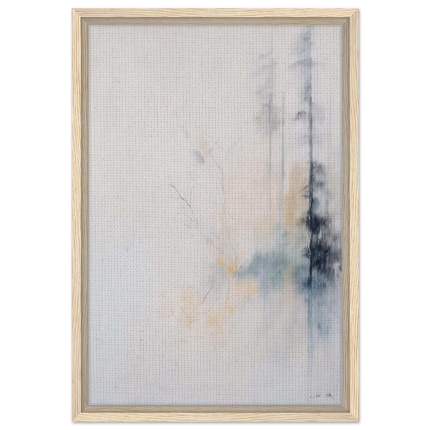 Abstract painting with soft colors and vertical brushstrokes in Whispering Branch Nebula frame