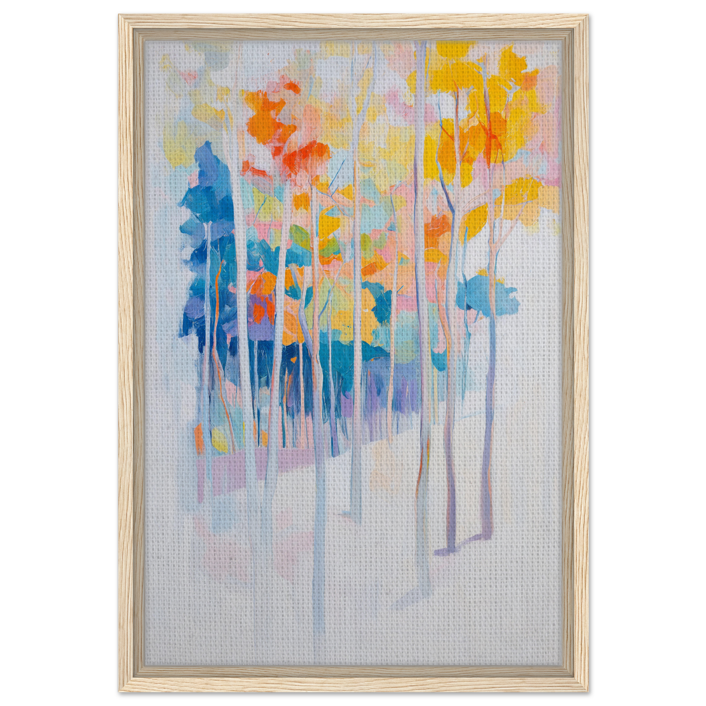 Abstract painting of colorful trees for Whispering Woodland Whimsy room decor