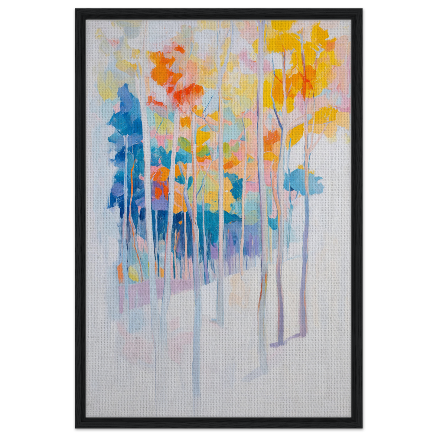 Abstract painting of colorful trees and flowers for Whispering Woodland Whimsy room decor