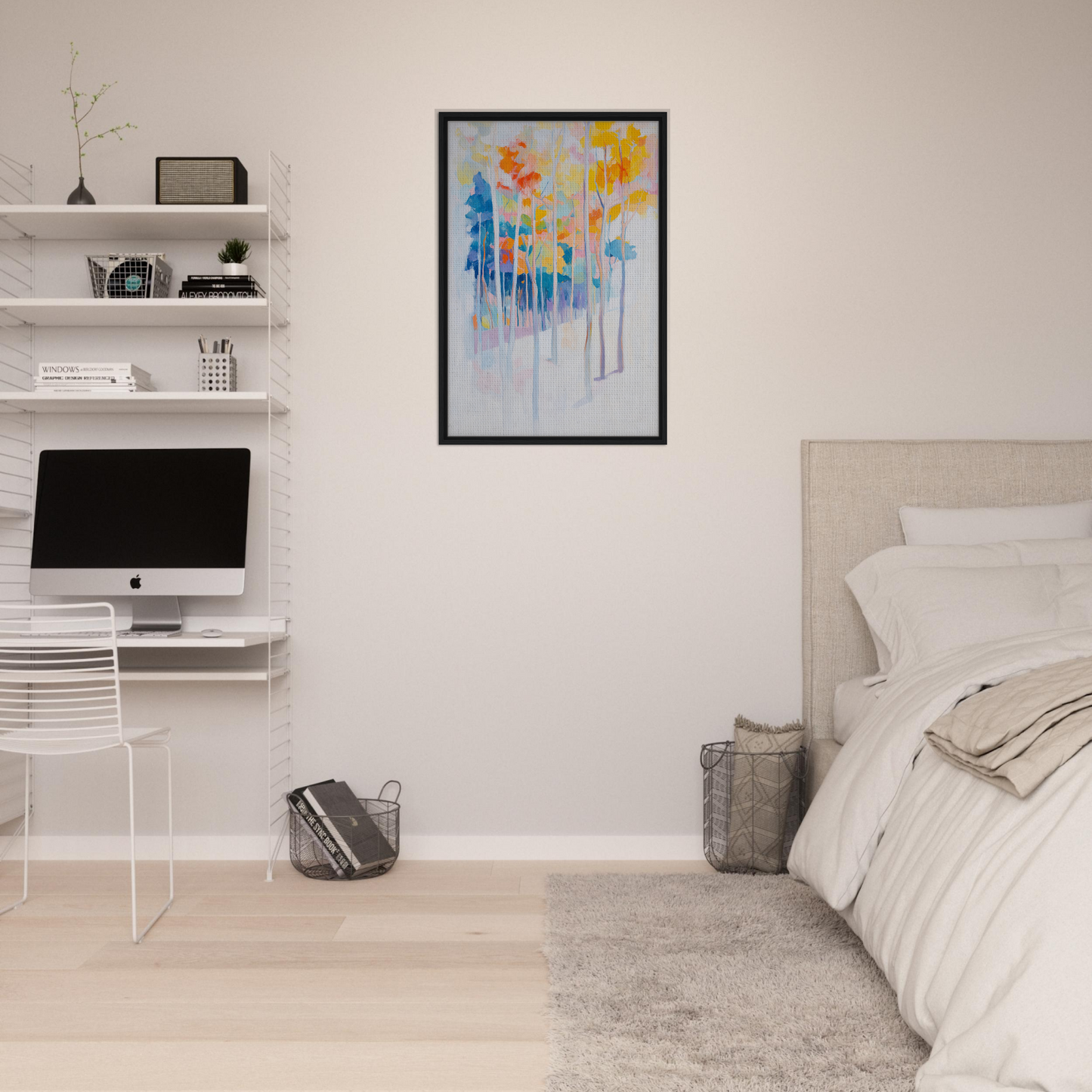 Colorful abstract watercolor flowers in a black frame from Whispering Woodland Whimsy