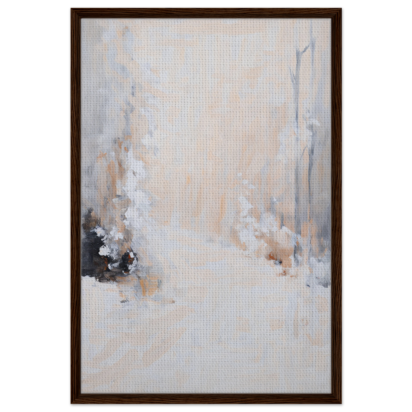 Abstract painting in muted colors and textures, framed canvas print ’White Path’ by Fashion Oracle