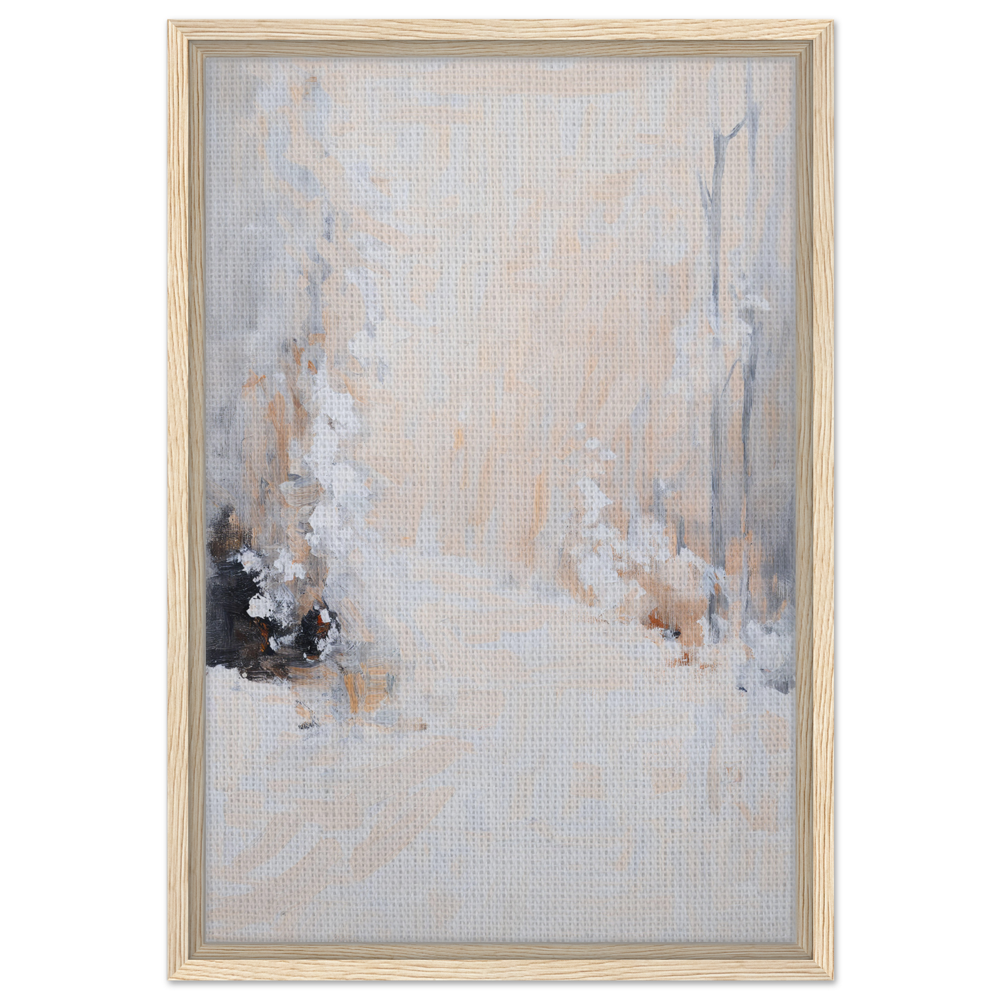 Abstract painting titled White Path, Murmuring in soft colors for elegant room decor