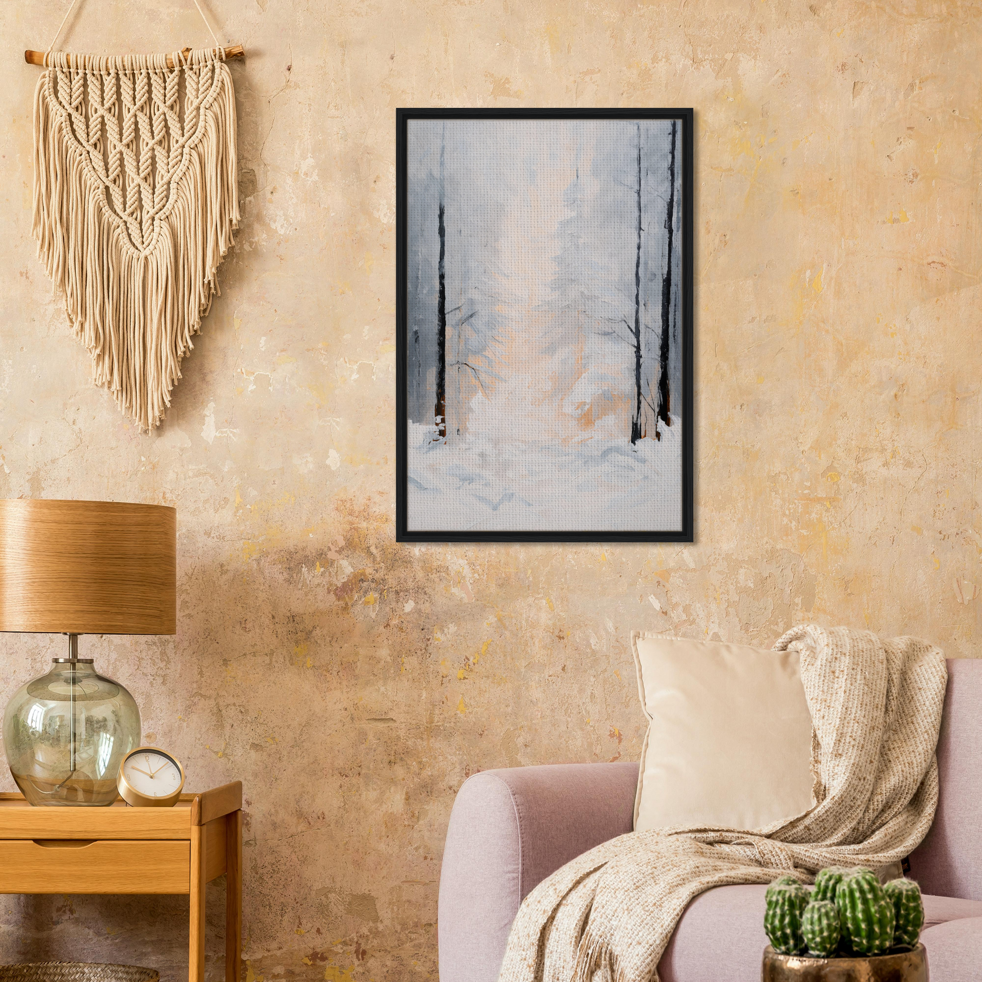 Framed winter forest scene artwork for room decor from Wintry Whispered Time