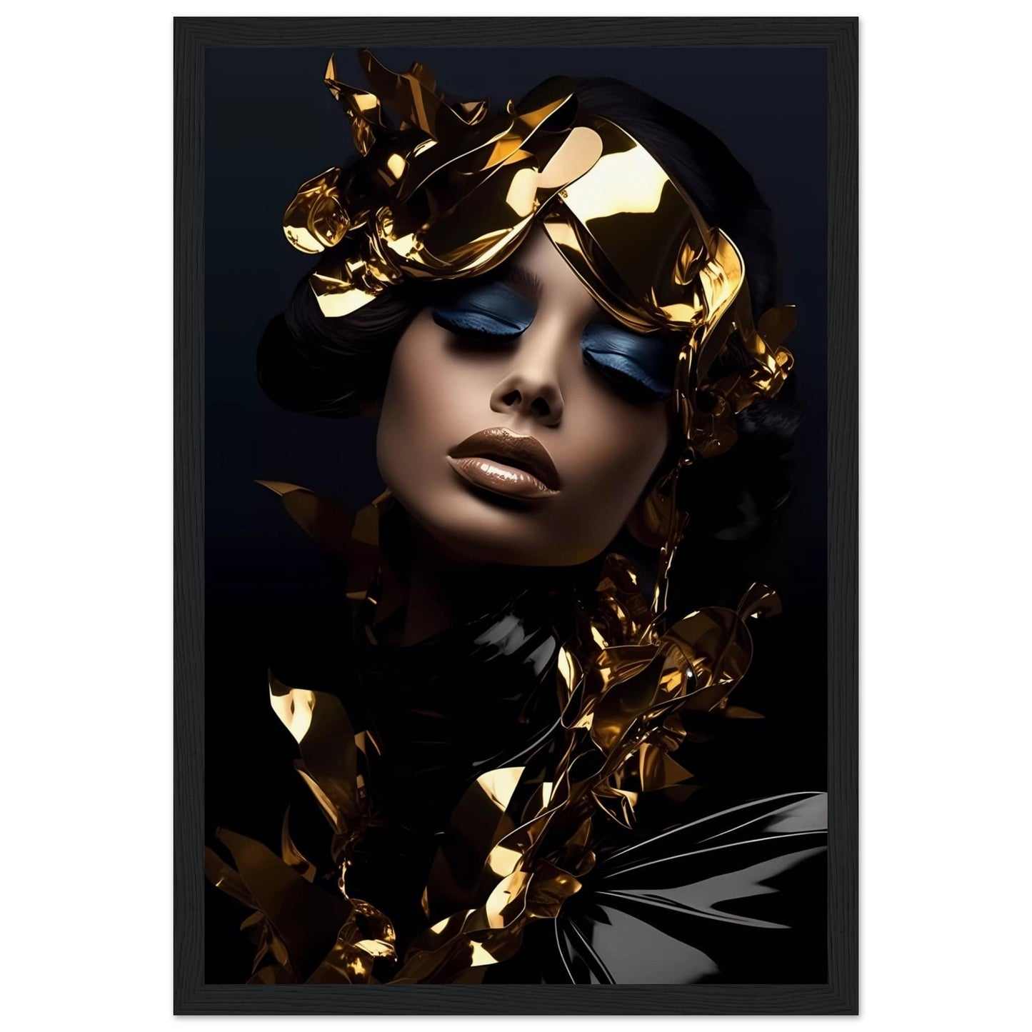 A woman with gold foil on her face