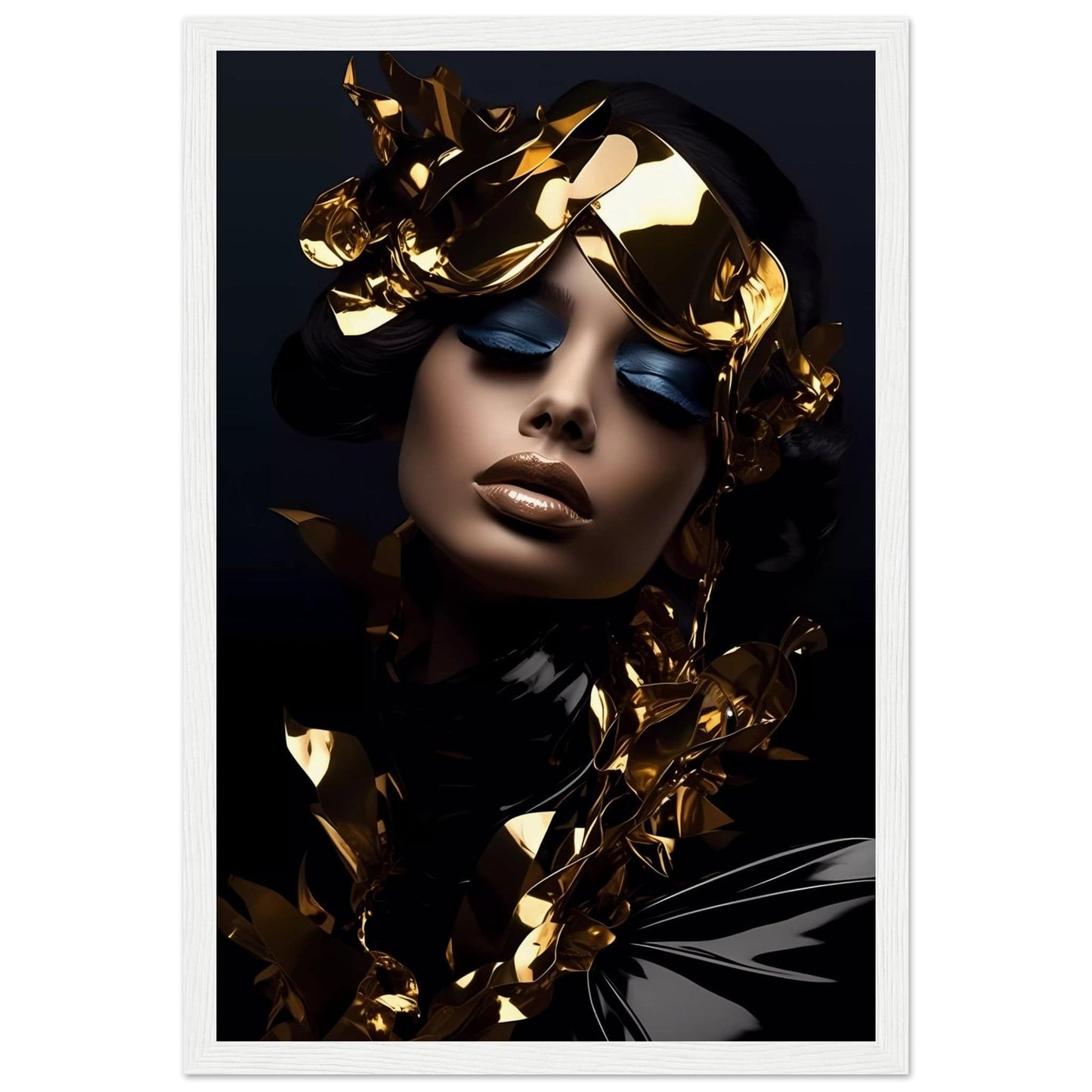 A woman with gold foil on her face