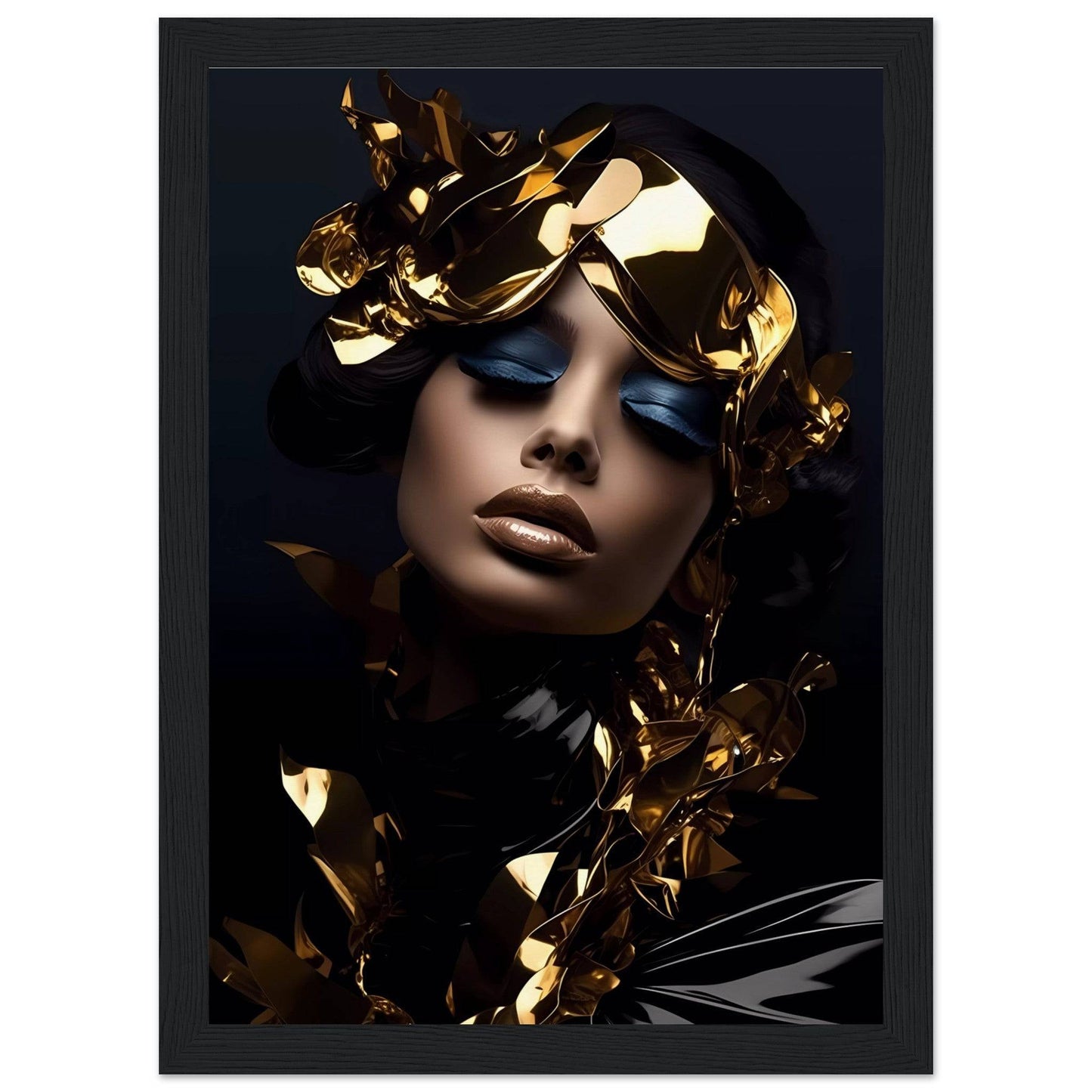 A woman with gold foil on her face