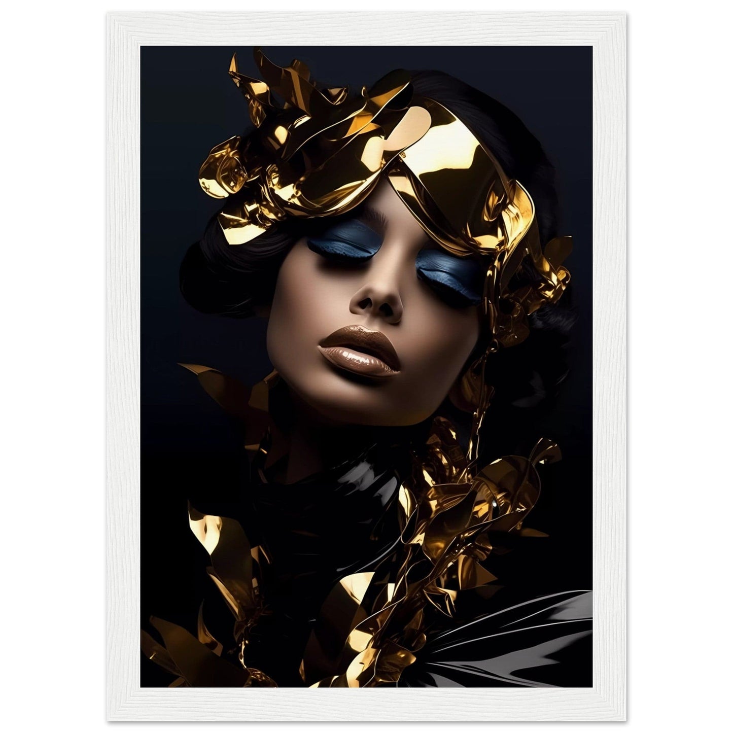 A woman with gold foil on her face