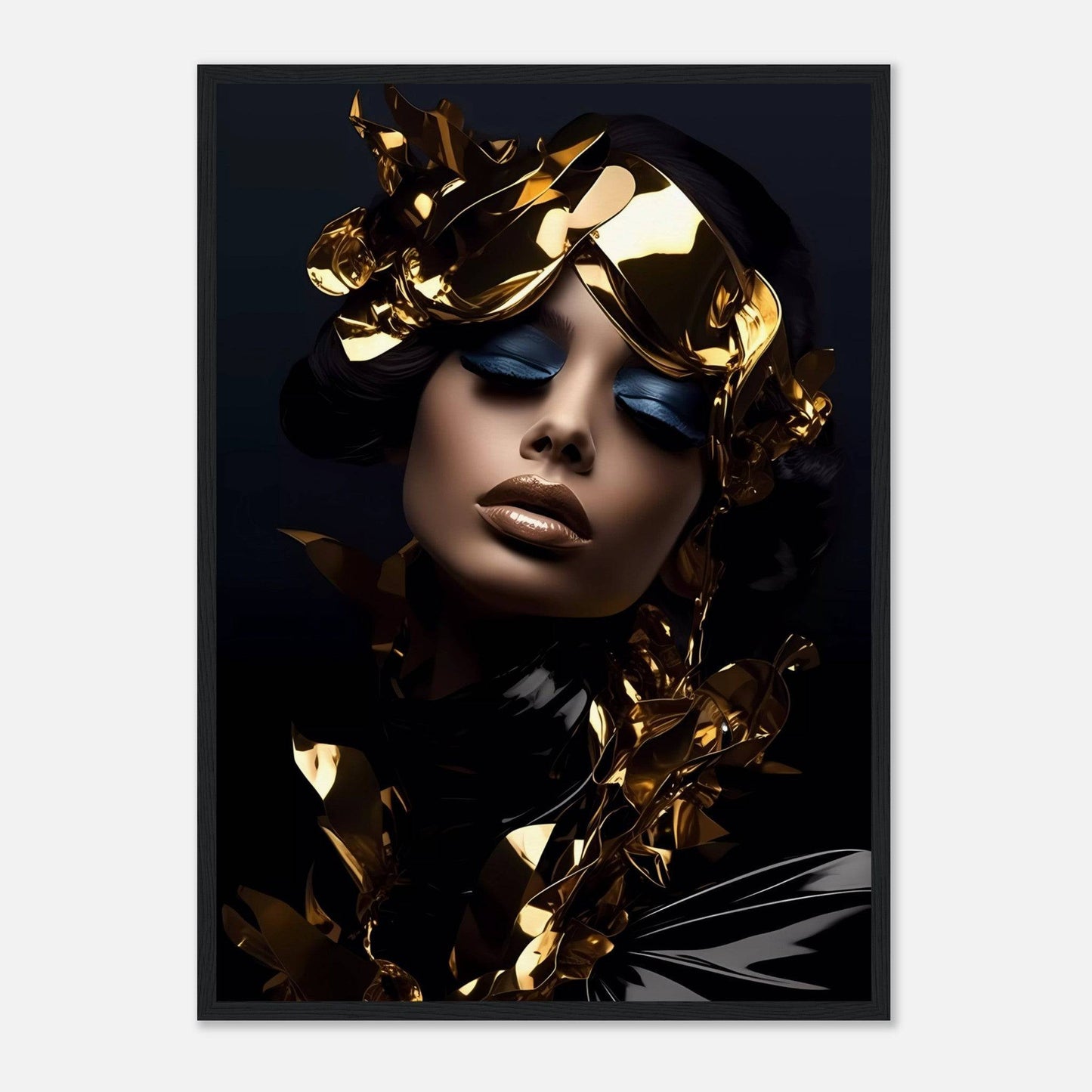A woman with gold foil on her face