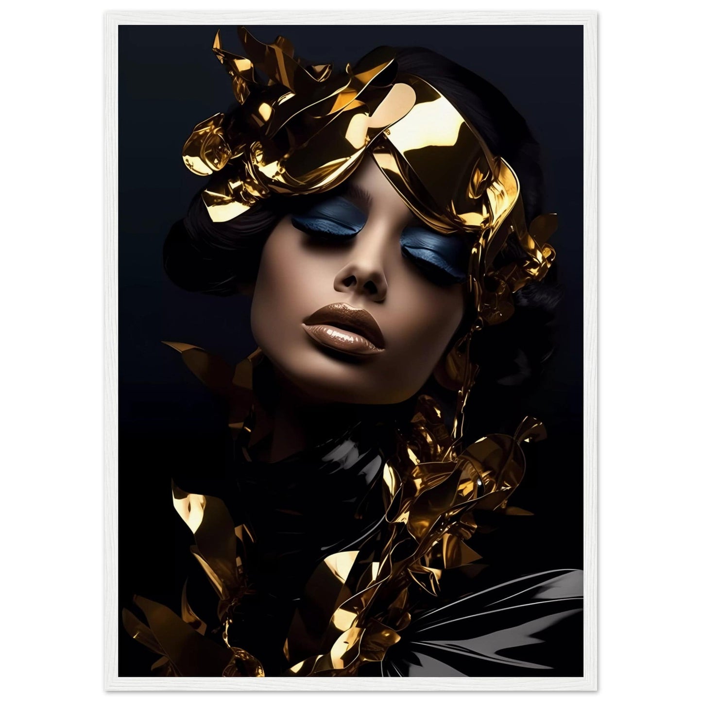 A woman with a gold mask on her face