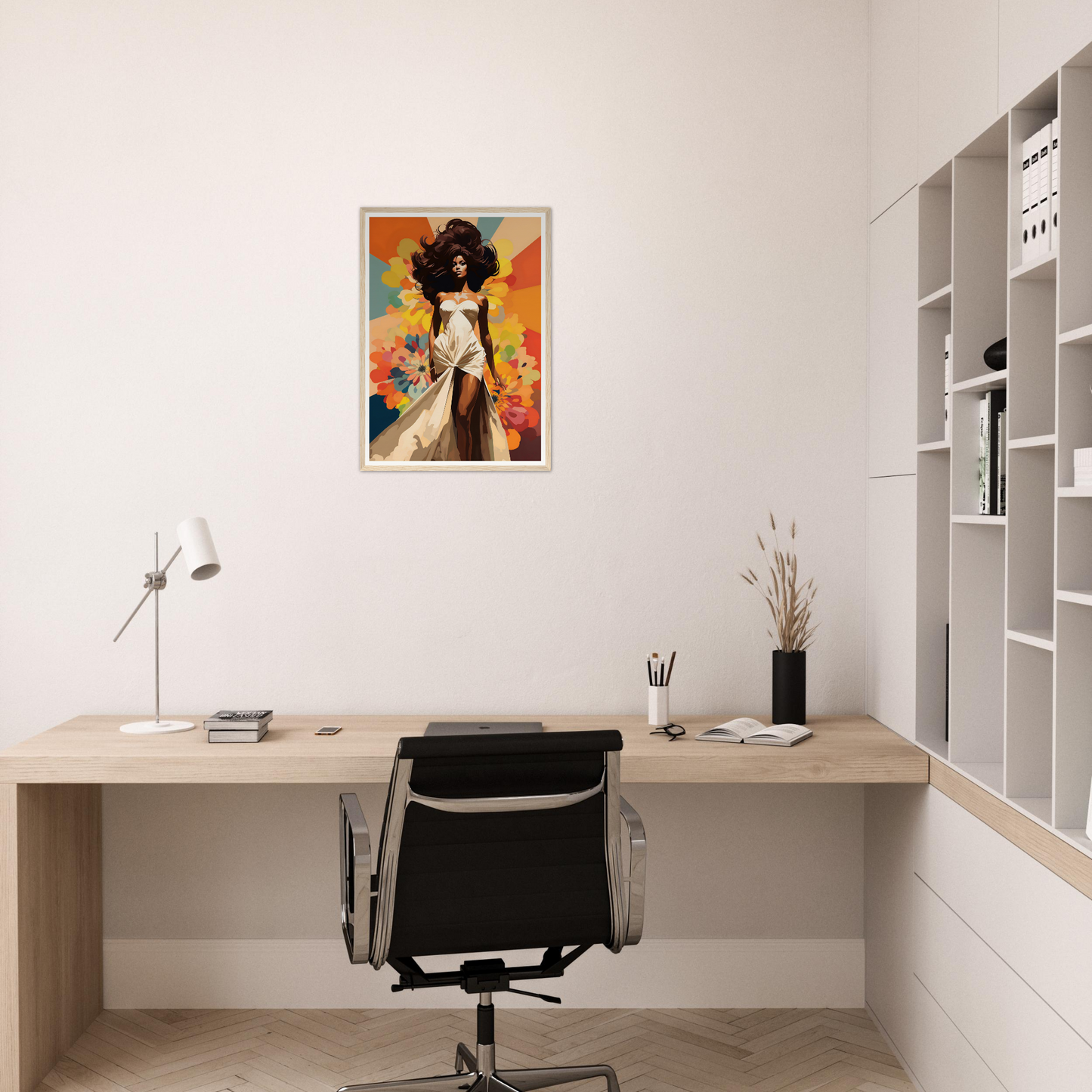 A woman in a hat with a flower on her head art print