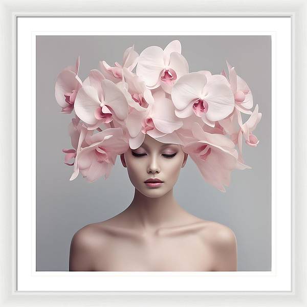 A woman with pink flowers in her hair