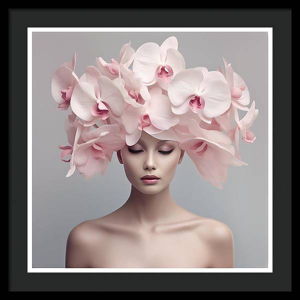 A woman with pink flowers on her head