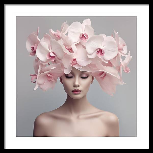 A woman with pink flowers on her head