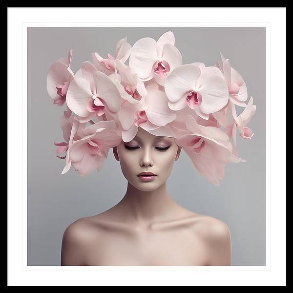 A woman with pink flowers on her head