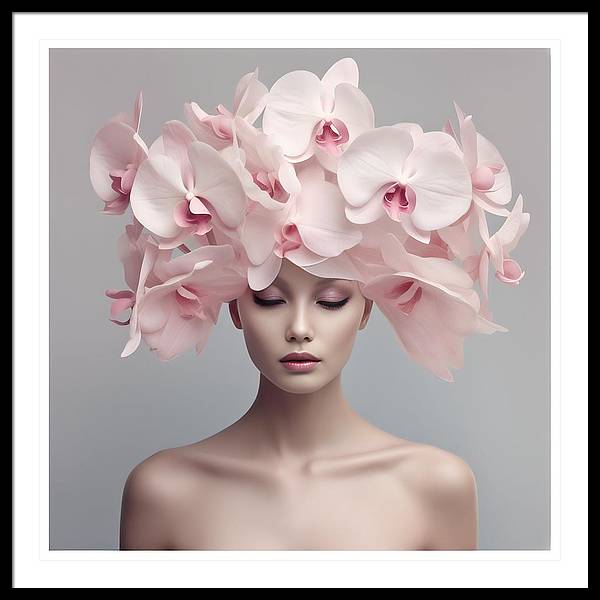 A woman with pink flowers on her head