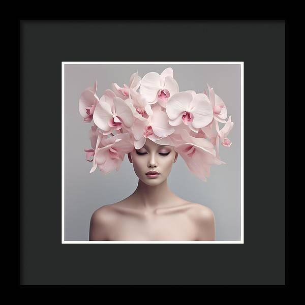 A woman with pink flowers on her head