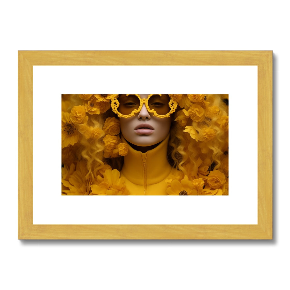A woman with yellow flowers in her hair