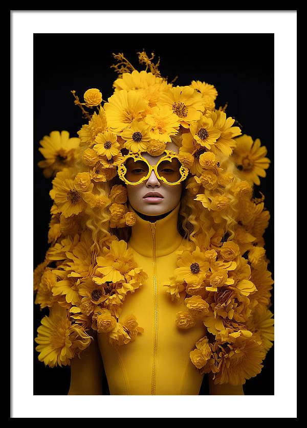 A woman with yellow flowers on her head