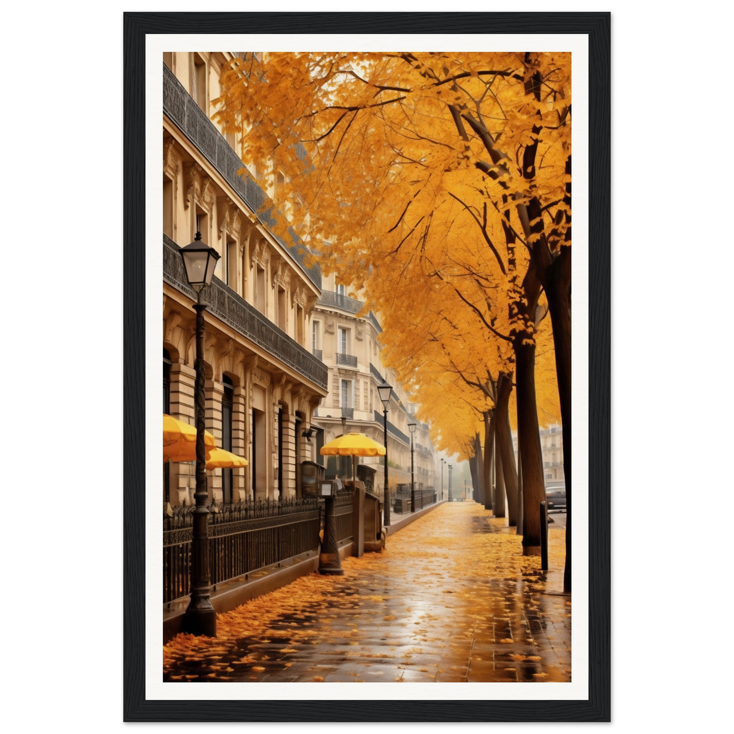 A yellow umbrella is hanging on a tree in the rain