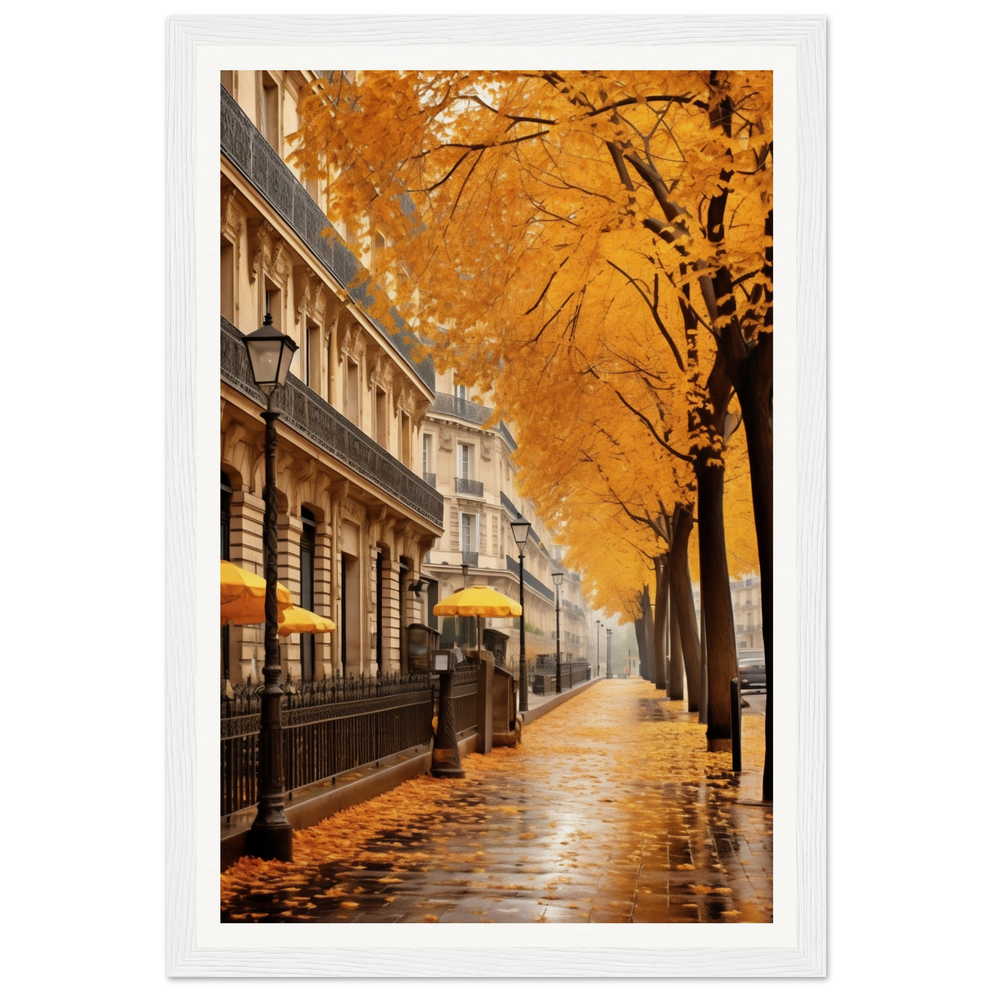 A yellow umbrella is hanging on a tree in the rain