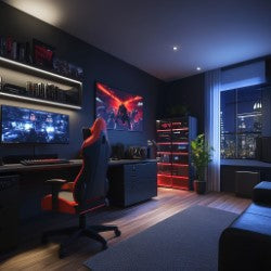 gamers room with amazing original wall art collection