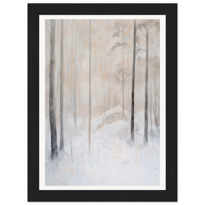 Framed wall art of a foggy winter forest, perfect for enhancing your room decor.