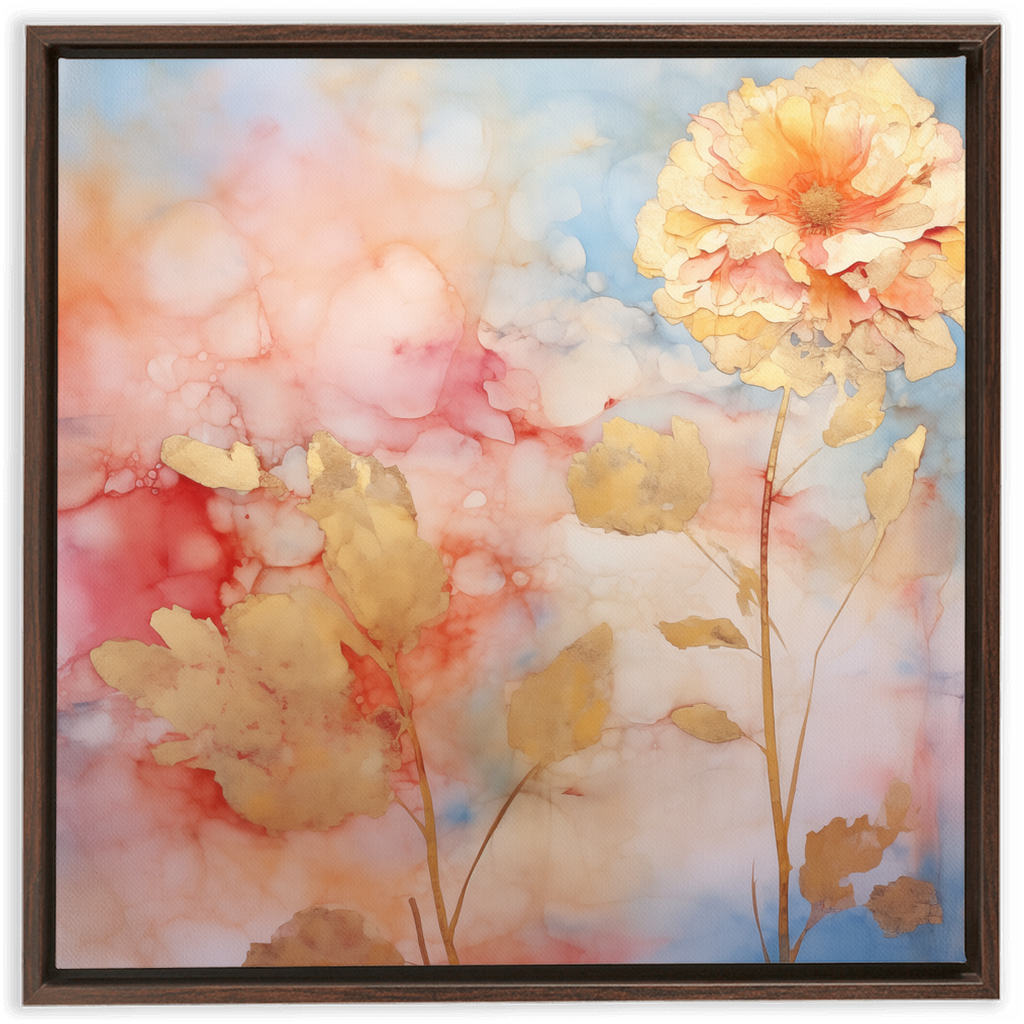 Delicate watercolor painting of soft, pastel-colored flowers with wispy petals.