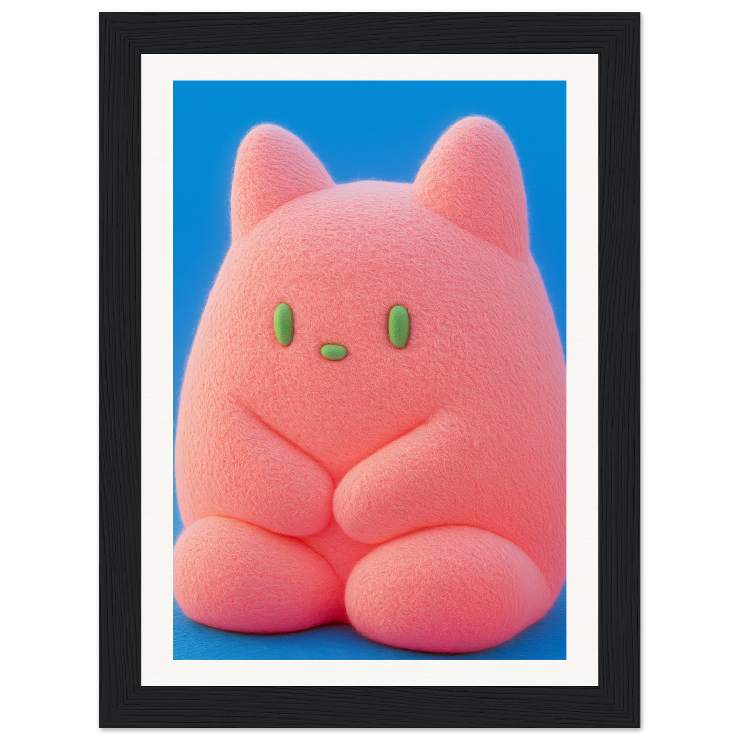 Plush Pink Cosmos framed wall art with whimsical character, perfect for cool room decor and home style enhancement.