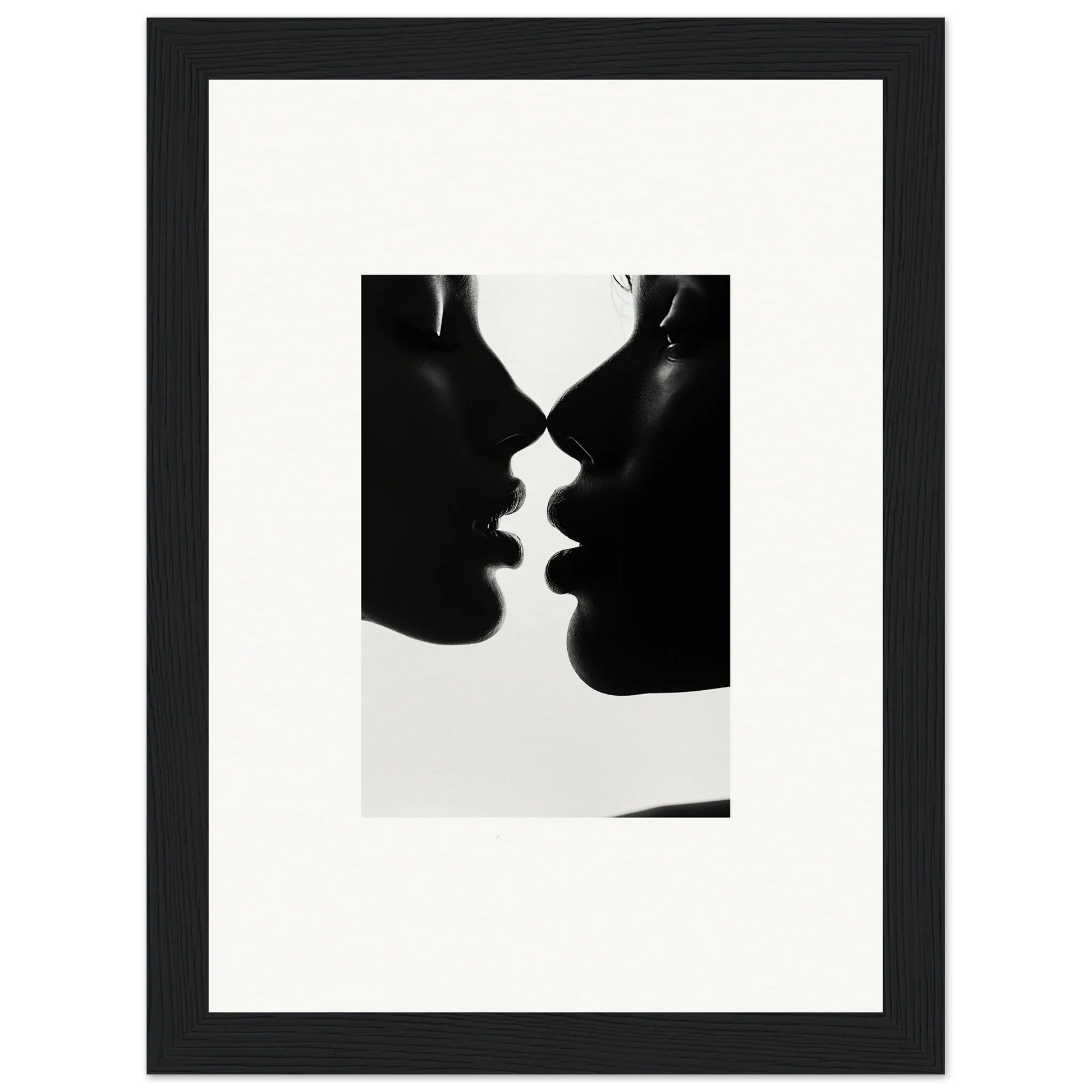 Silhouetted profiles nearing a kiss in Nights Echoes special edition art™