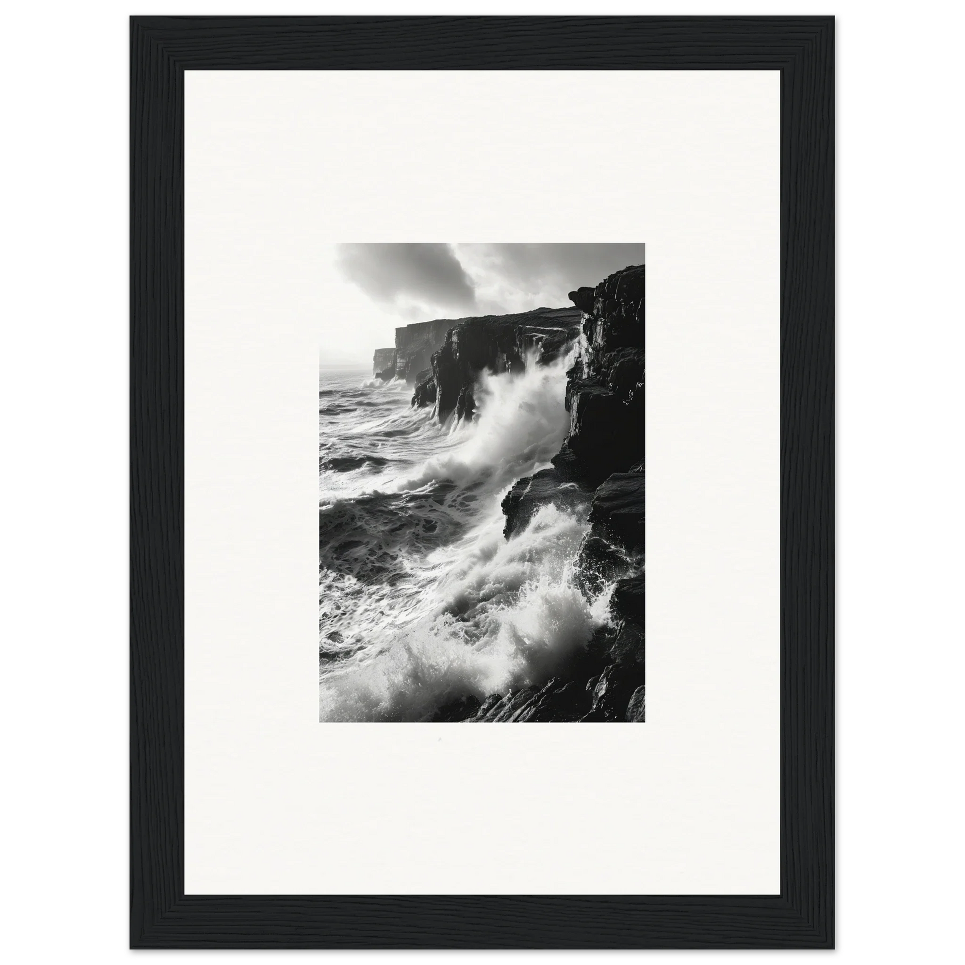 Dramatic ocean waves crashing on cliffs in Rock Impressions special edition art™