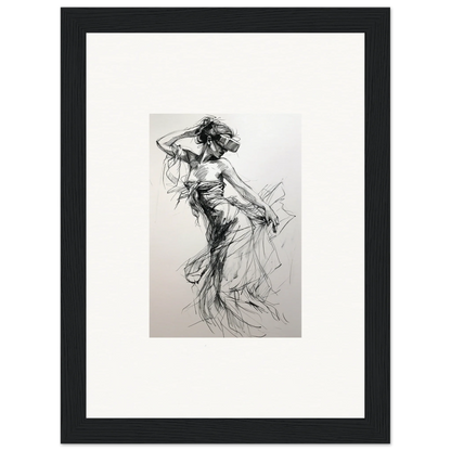 Expressive charcoal sketch of a dancer captures movement from Virtual Grace Sketch