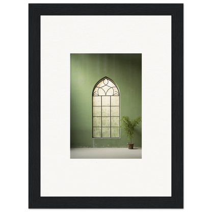 Gothic arched window with leading patterns in premium framed Green Crescent art