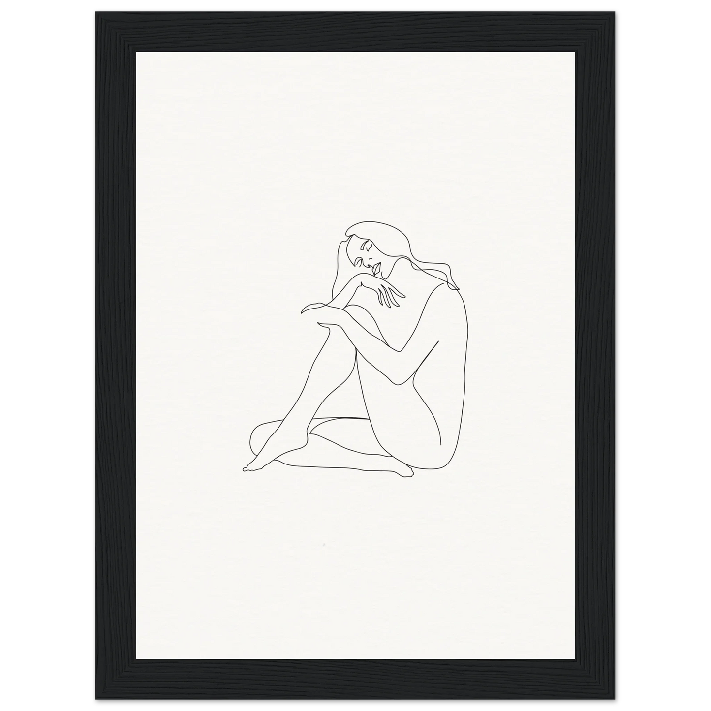 Simple line drawing of a seated nude in a contemplative pose for Mindful Dream Tangles