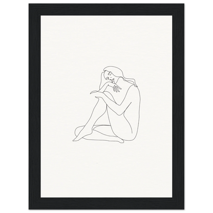 Simple line drawing of a seated nude in a contemplative pose for Mindful Dream Tangles