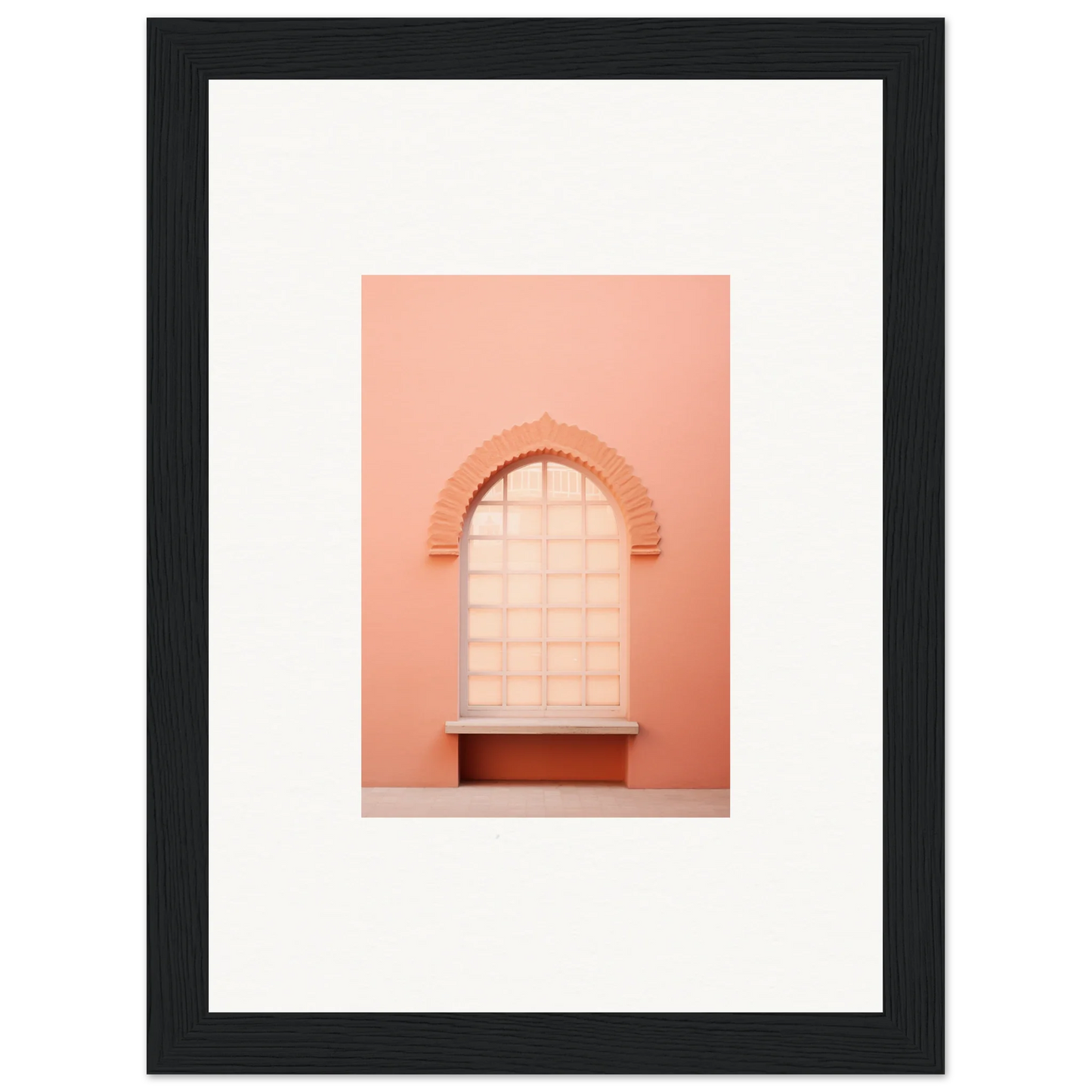 Arched window alcove shelf in peachy-pink tones from Windows Morning Whisper collection