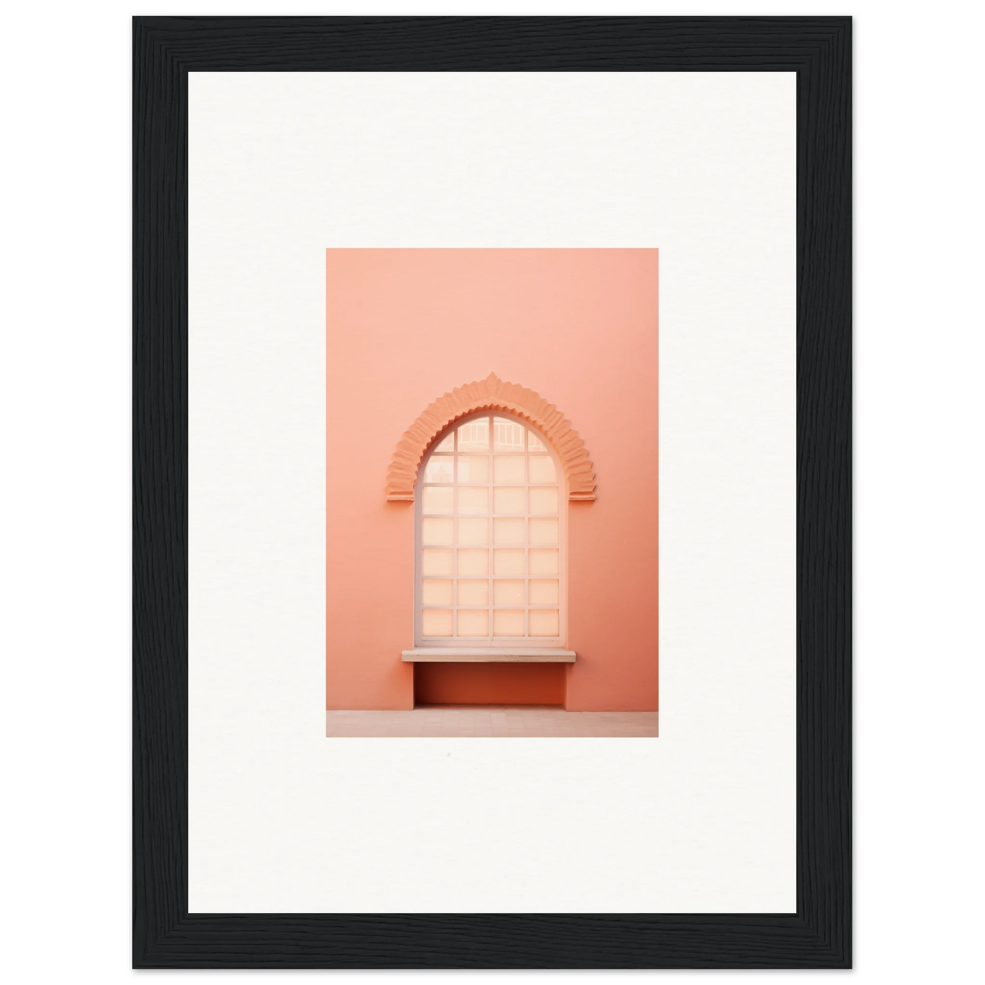 Arched window alcove shelf in peachy-pink tones from Windows Morning Whisper collection