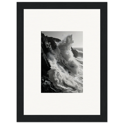 Powerful ocean wave crashing on cliffs in Tempest Winks Reverie special edition art™