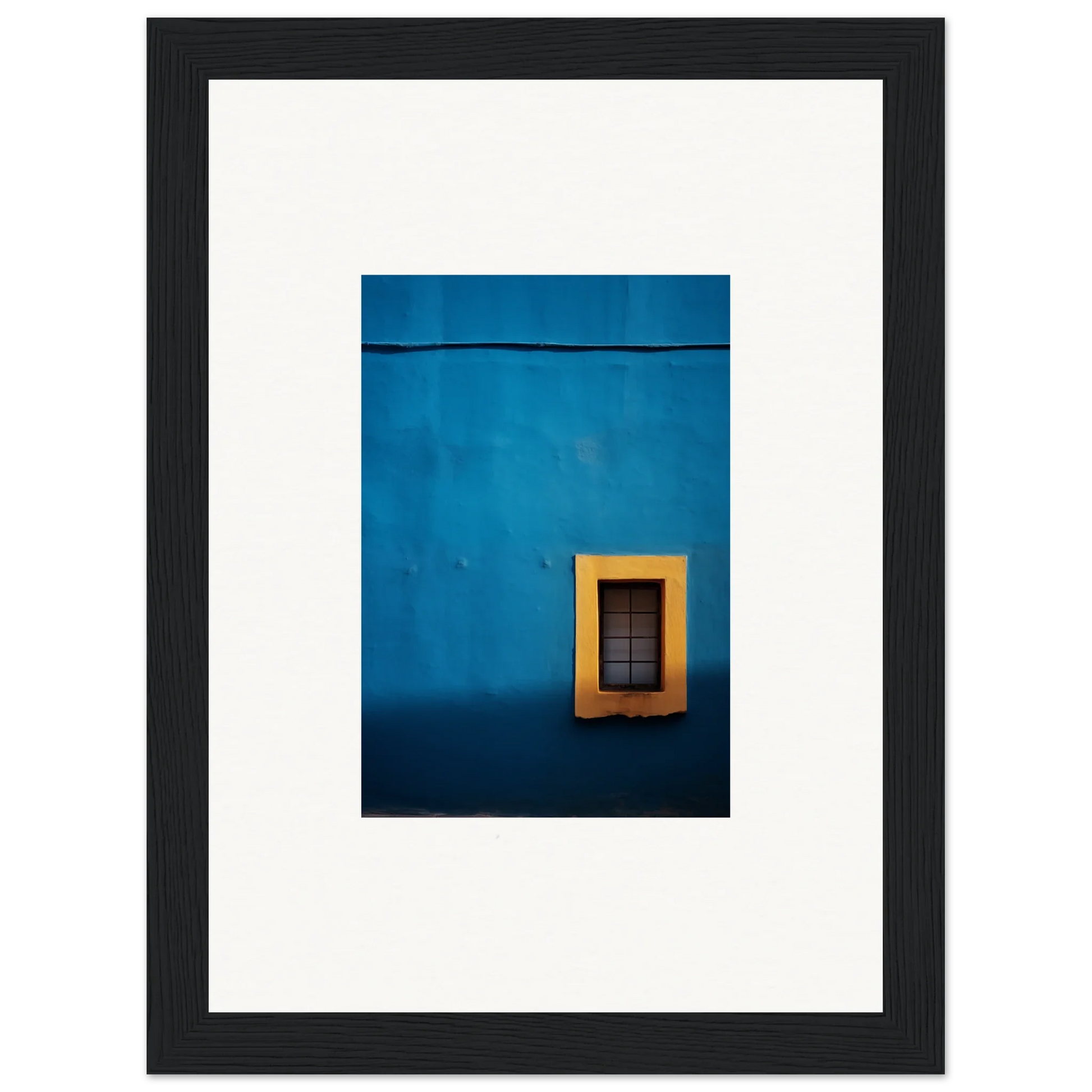 Yellow-framed window on blue wall in Hypercolor Dreamscape Longitude style